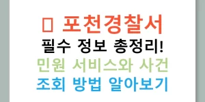 💡 포천경찰서 필수 정보 총정리! 민원 서비스와 사건 조회 방법 알아보기