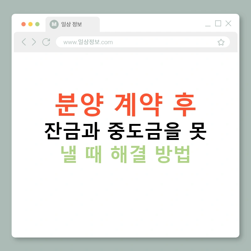 분양 계약 후 잔금과 중도금을 못 낼 때 해결 방법