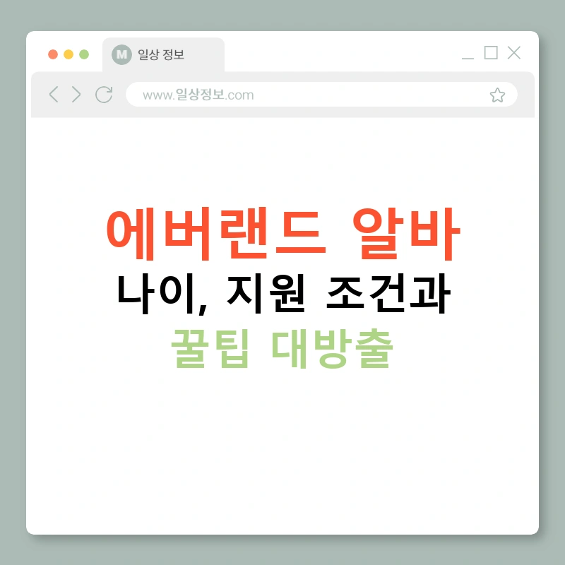 에버랜드 알바 나이, 지원 조건과 꿀팁 대방출