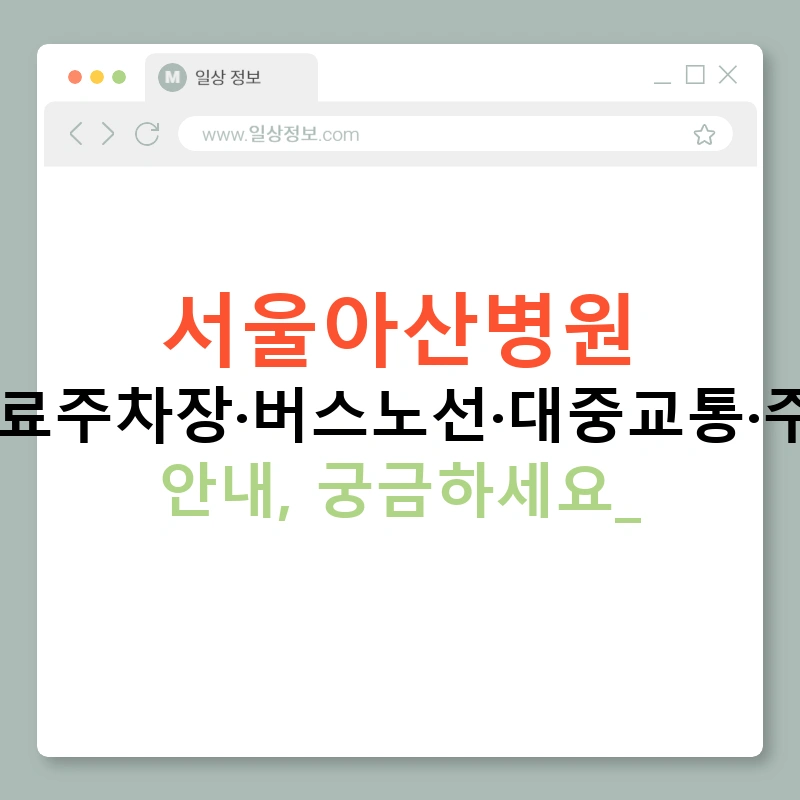 서울아산병원 주차·무료주차장·버스노선·대중교통·주차요금 안내, 궁금하세요?