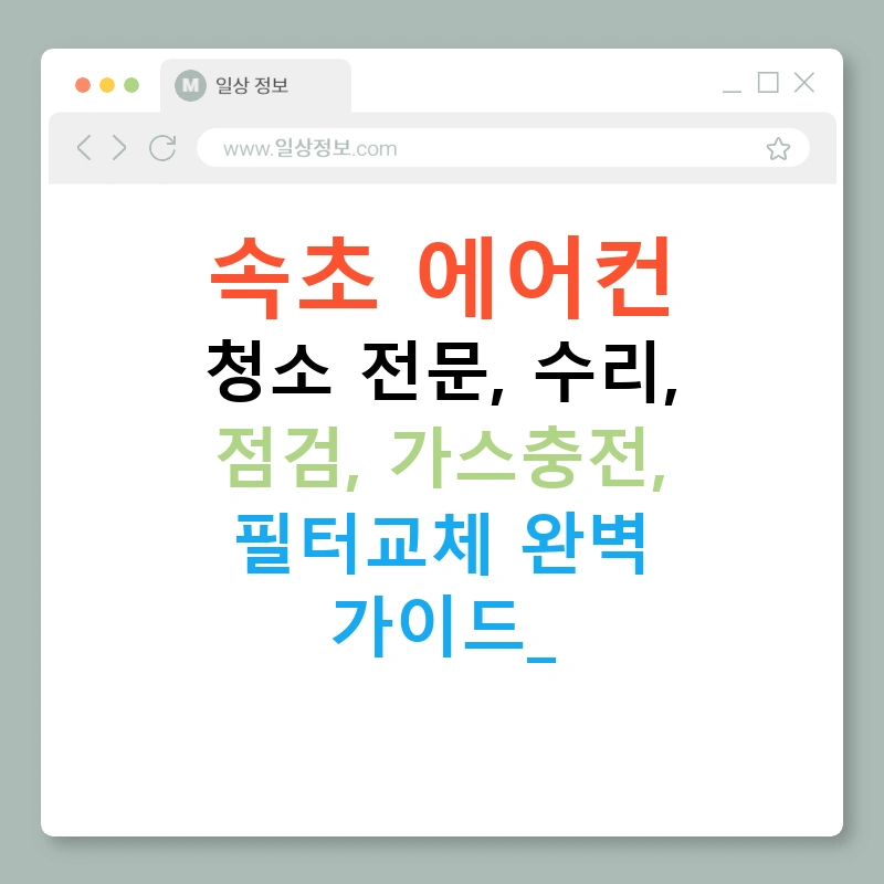 속초 에어컨 청소 전문, 수리, 점검, 가스충전, 필터교체 완벽 가이드!