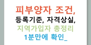 피부양자 조건, 등록기준, 자격상실, 지역가입자 총정리 1분만에 확인!