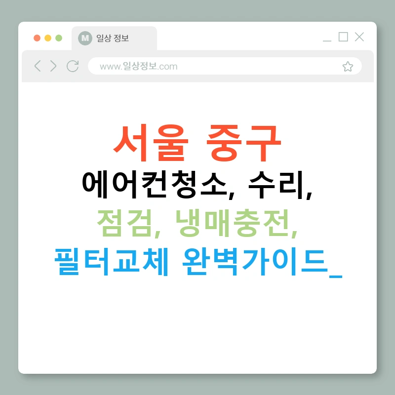서울 중구 에어컨청소, 수리, 점검, 냉매충전, 필터교체 완벽가이드!